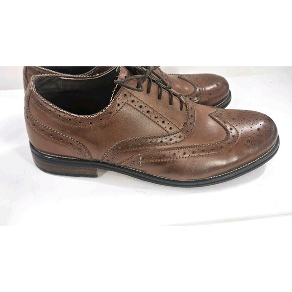 Steve Madden Ethin-2 leather lace-up brown dress shoe Wingtip Rubber Sole Sz 12 - Picture 11 of 13